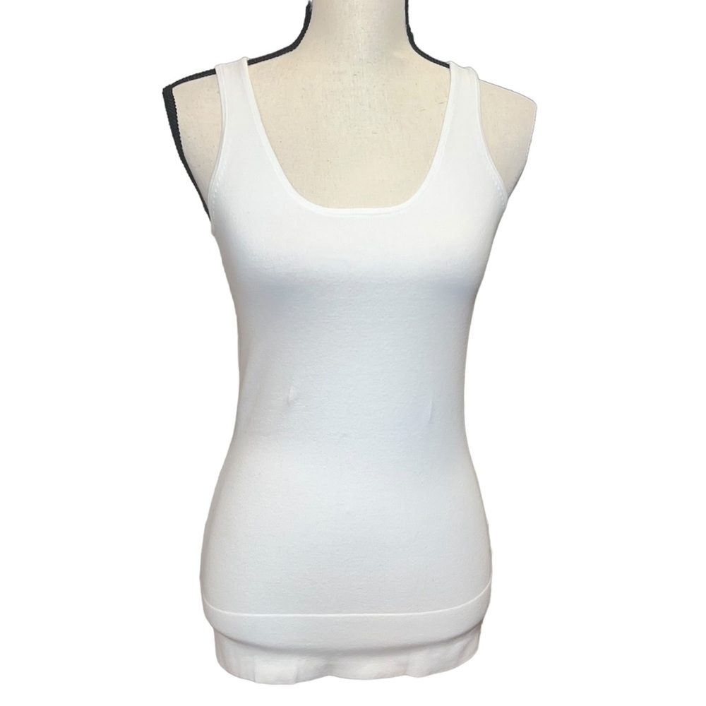 Minnie arose Ivory Knit Square Neck Tank Top